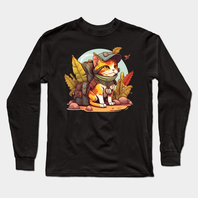 The Travelling Cats - Cat Travel Lover Long Sleeve T-Shirt by Felix Rivera